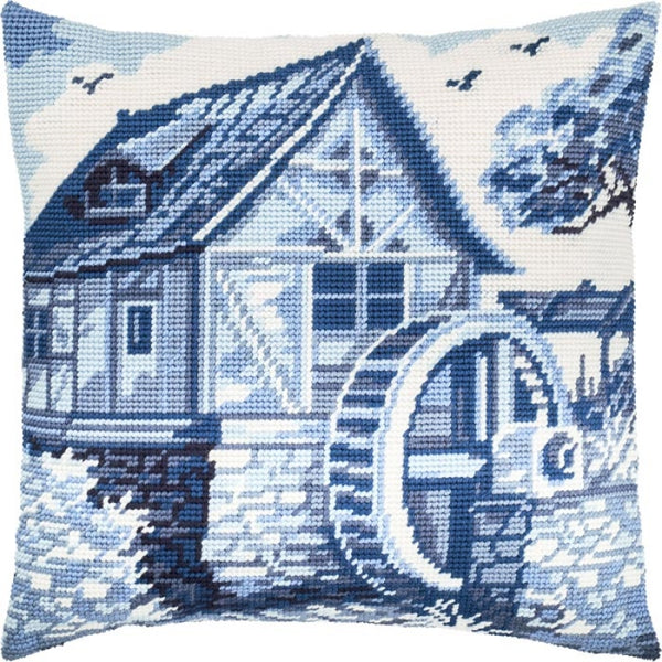 Tapestry Needlepoint pillow kit "Mill" DIY Printed canvas - DIY-craftkits