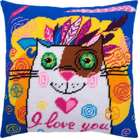 Tapestry Needlepoint pillow kit "Cat" DIY Printed canvas - DIY-craftkits