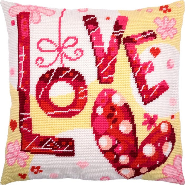 Tapestry Needlepoint pillow kit "Love" DIY Printed canvas - DIY-craftkits