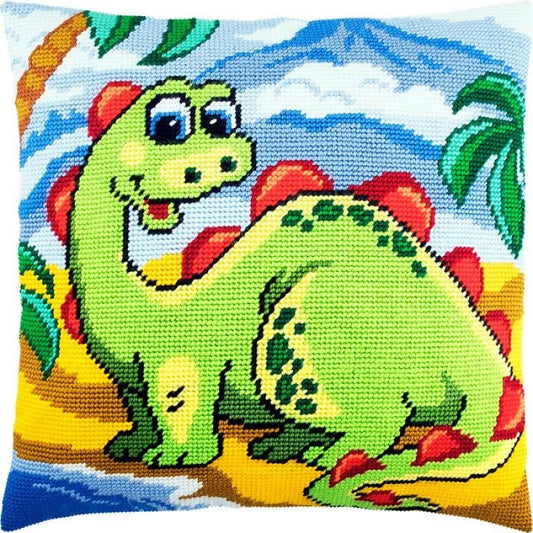 Tapestry Needlepoint pillow kit "Dino" DIY Printed canvas - DIY-craftkits