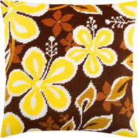 Tapestry Needlepoint pillow kit "Yellow flowers" DIY Printed canvas - DIY-craftkits