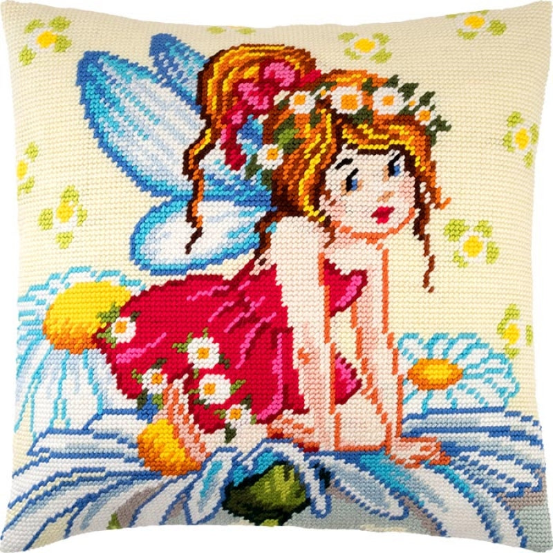 Tapestry Needlepoint pillow kit "Fairy" DIY Printed canvas - DIY-craftkits