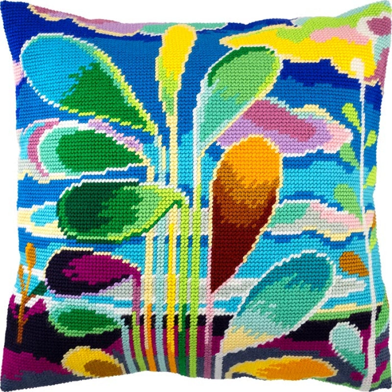 Tapestry Needlepoint pillow kit "Abstraction" DIY Printed canvas - DIY-craftkits