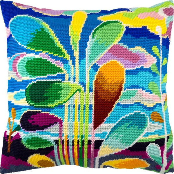 Tapestry Needlepoint pillow kit "Abstraction" DIY Printed canvas - DIY-craftkits