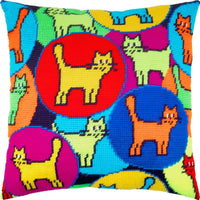 Tapestry Needlepoint pillow kit "Cats" DIY Printed canvas - DIY-craftkits