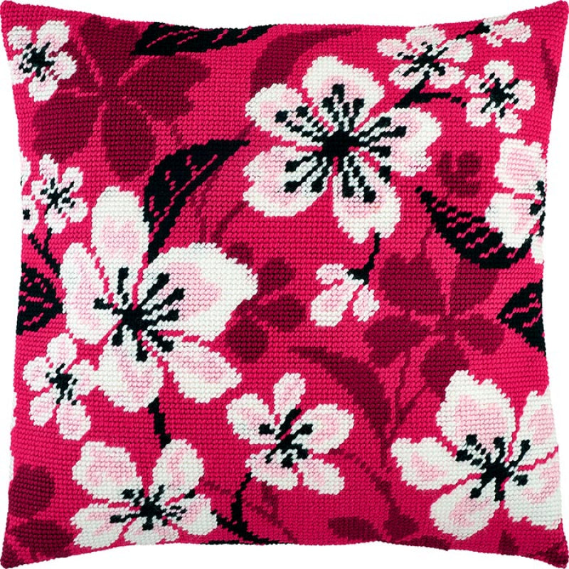 Tapestry Needlepoint pillow kit "Cherry" DIY Printed canvas - DIY-craftkits