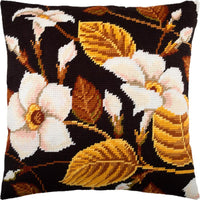 Tapestry Needlepoint pillow kit "Magnolia" DIY Printed canvas - DIY-craftkits