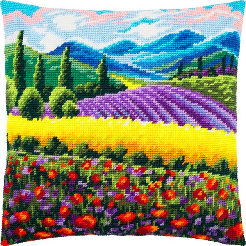 Tapestry Needlepoint pillow kit "Lavender" DIY Printed canvas - DIY-craftkits