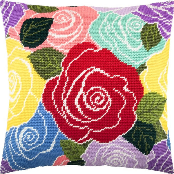 Tapestry Needlepoint pillow kit "Roses" DIY Printed canvas - DIY-craftkits