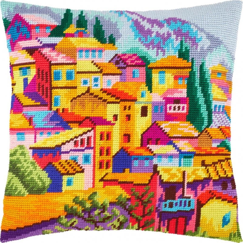 Tapestry Needlepoint pillow kit "Montenegro" DIY Printed canvas - DIY-craftkits