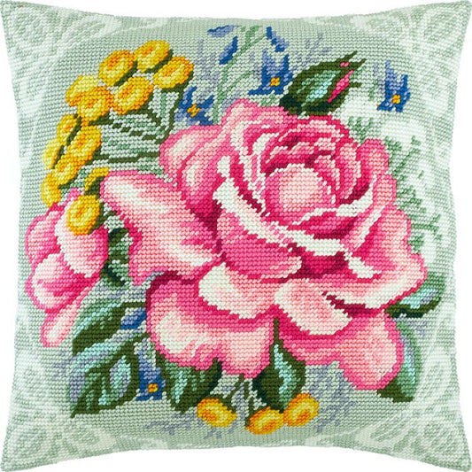 Tapestry Needlepoint pillow kit "Spring bouquet" DIY Printed canvas - DIY-craftkits