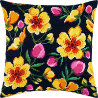 Tapestry Needlepoint pillow kit "Flowers" DIY Printed canvas - DIY-craftkits