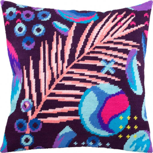 Tapestry Needlepoint pillow kit "Feathers" DIY Printed canvas - DIY-craftkits