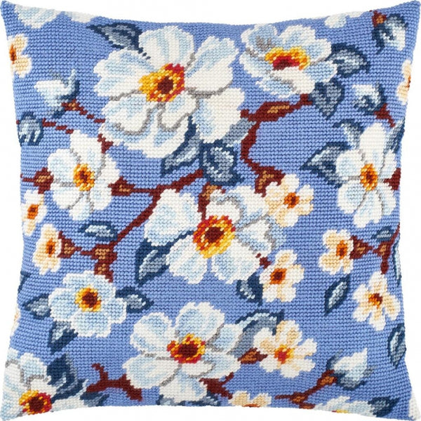 Tapestry Needlepoint pillow kit "Apple blossom" DIY Printed canvas - DIY-craftkits