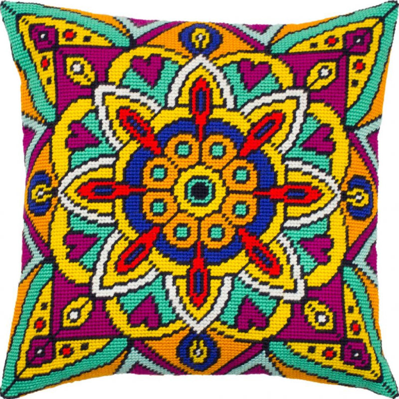 Tapestry Needlepoint pillow kit "Mandala" DIY Printed canvas - DIY-craftkits