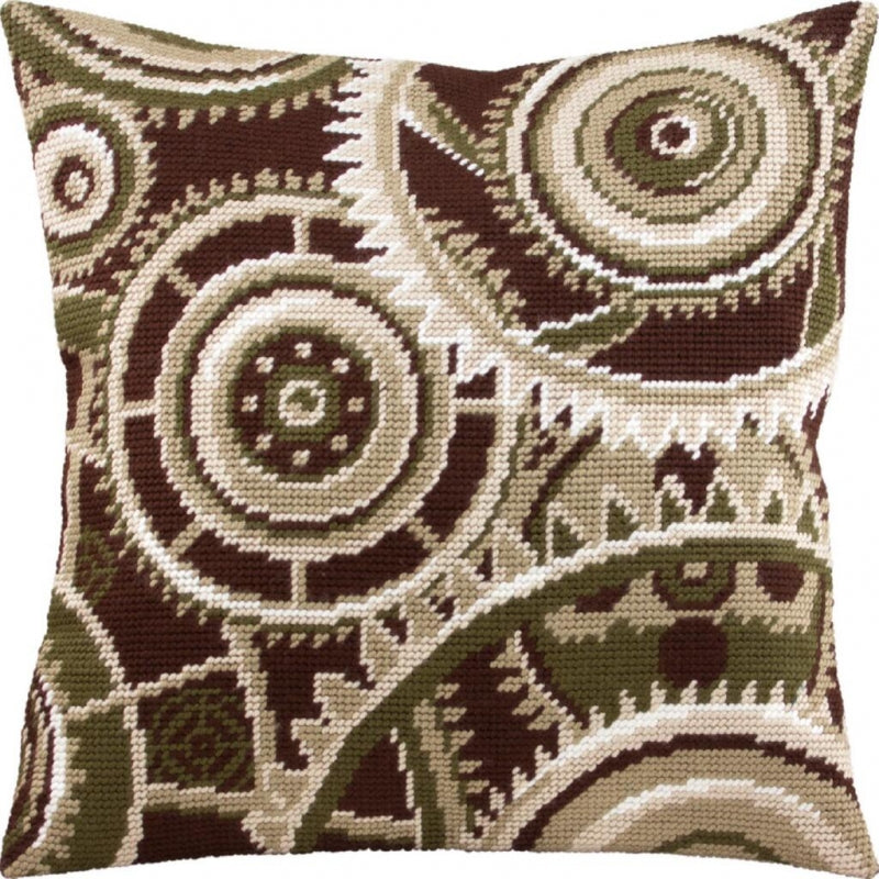 Tapestry Needlepoint pillow kit "Clock" DIY Printed canvas - DIY-craftkits