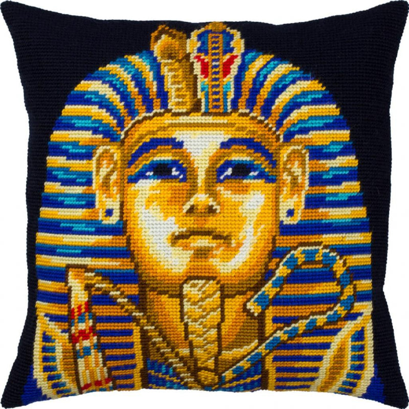 Tapestry Needlepoint pillow kit "Tutankhamun" DIY Printed canvas - DIY-craftkits