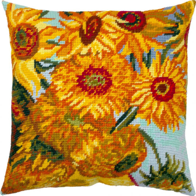 Tapestry Needlepoint pillow kit "Sunflowers" DIY Printed canvas - DIY-craftkits