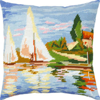 Tapestry Needlepoint pillow kit "Landscape" DIY Printed canvas - DIY-craftkits