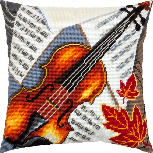 Tapestry Needlepoint pillow kit "Violin" DIY Printed canvas - DIY-craftkits