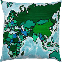 Tapestry Needlepoint pillow kit "Map" DIY Printed canvas - DIY-craftkits