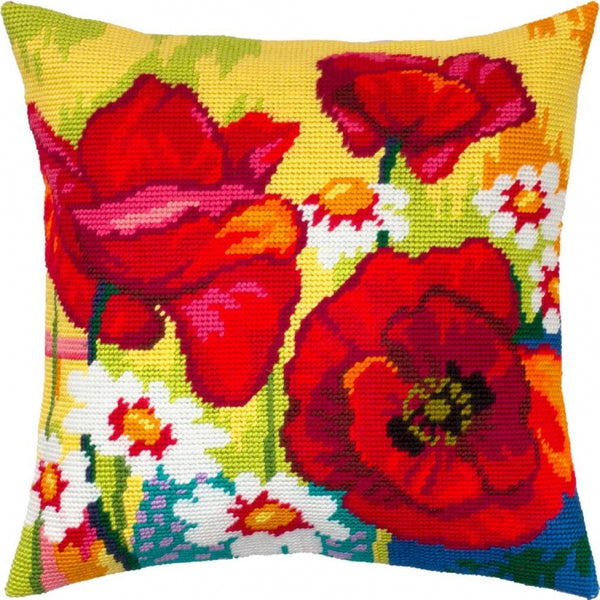 Tapestry Needlepoint pillow kit "Flowers" DIY Printed canvas - DIY-craftkits