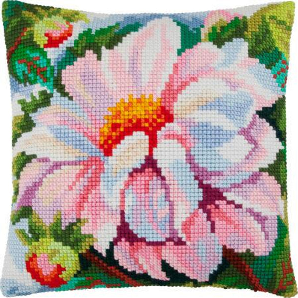 Cross stitch kit Pillow "Dahlia" DIY Printed canvas - DIY-craftkits