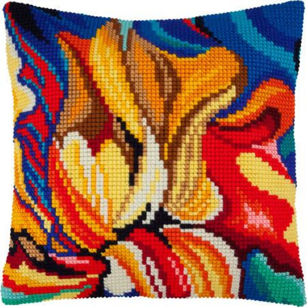 Cross stitch kit Pillow "Flower" DIY Printed canvas - DIY-craftkits