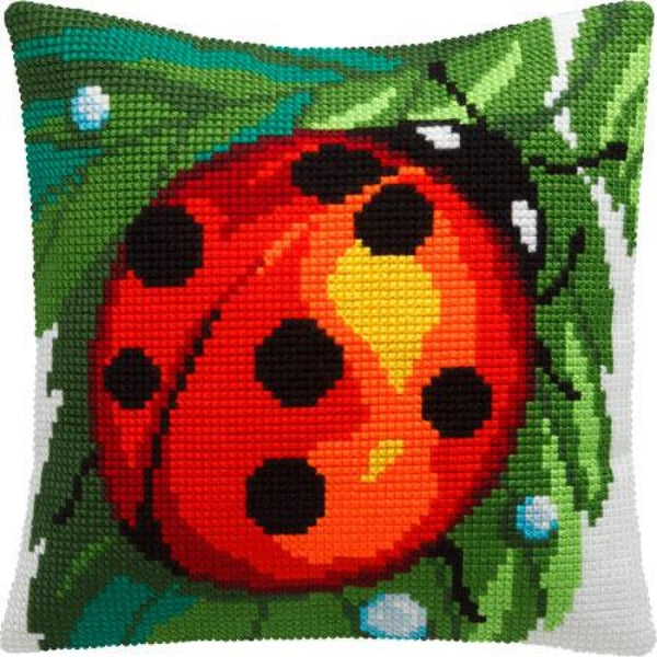 Cross stitch kit Pillow "Ladybug" DIY Printed canvas - DIY-craftkits