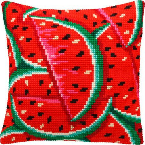 Cross stitch kit Pillow "Watermelons" DIY Printed canvas - DIY-craftkits