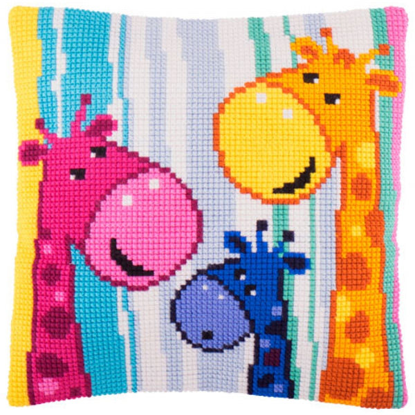 Cross stitch kit Pillow "Giraffes" DIY Printed canvas - DIY-craftkits