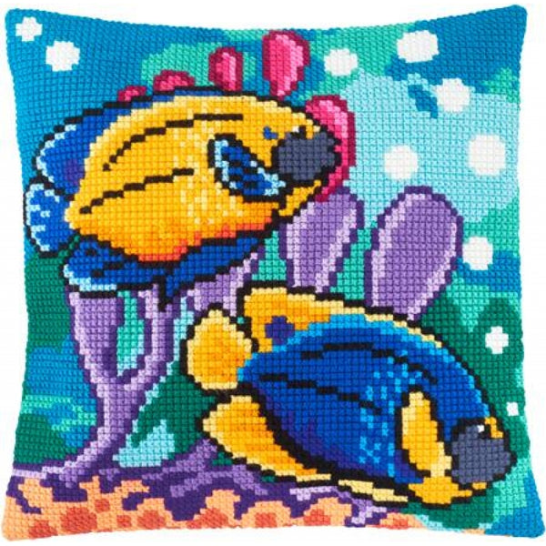 Cross stitch kit Pillow "Fish" DIY Printed canvas - DIY-craftkits