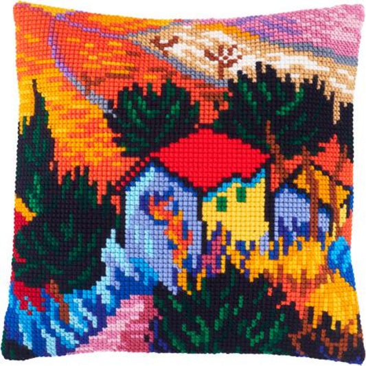 Cross stitch kit Pillow "Landscape" DIY Printed canvas - DIY-craftkits