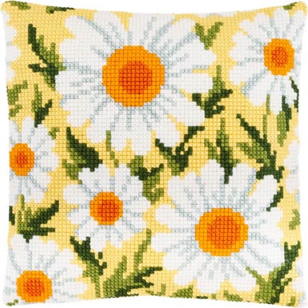 Cross stitch kit Pillow "Daisies" DIY Printed canvas - DIY-craftkits