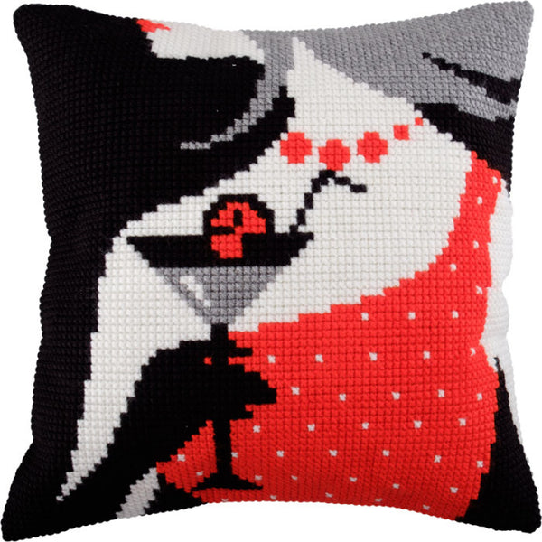 Cross stitch kit Pillow "Flirt" DIY Printed canvas - DIY-craftkits