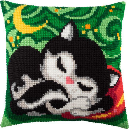 Cross stitch kit Pillow "Cat" DIY Printed canvas - DIY-craftkits