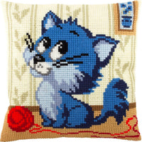 Cross stitch kit Pillow "Cat" DIY Printed canvas - DIY-craftkits