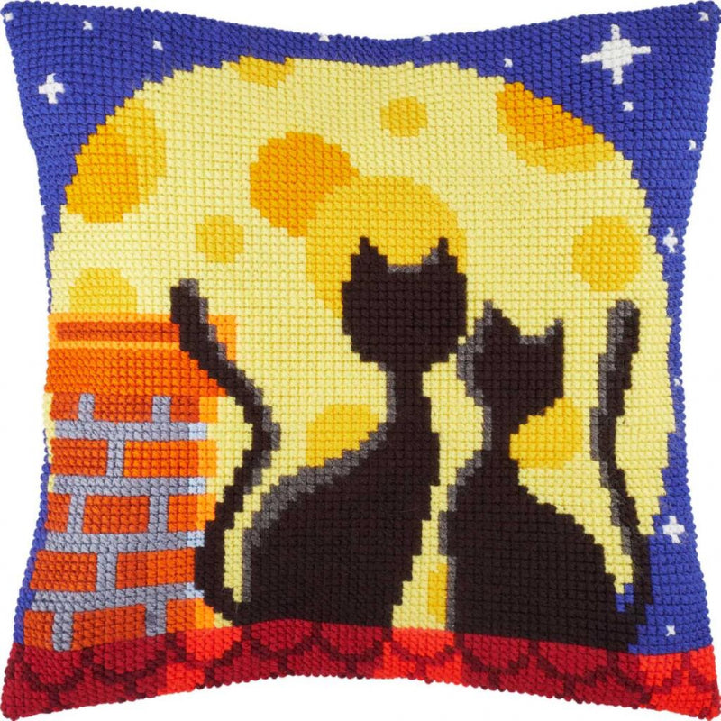 Cross stitch kit Pillow "Cats" DIY Printed canvas - DIY-craftkits